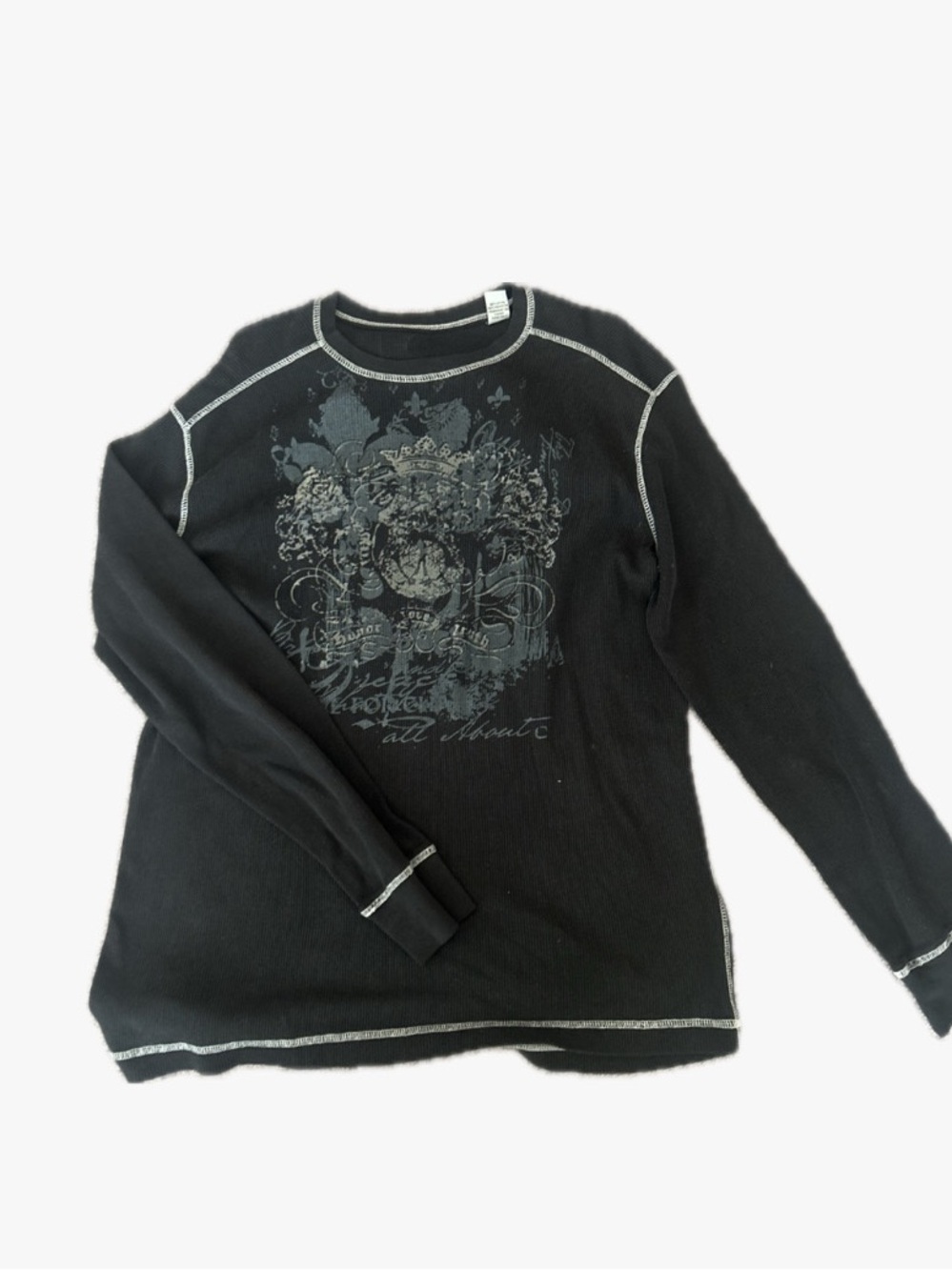Black Graphic Long-Sleeve Men's Sweater